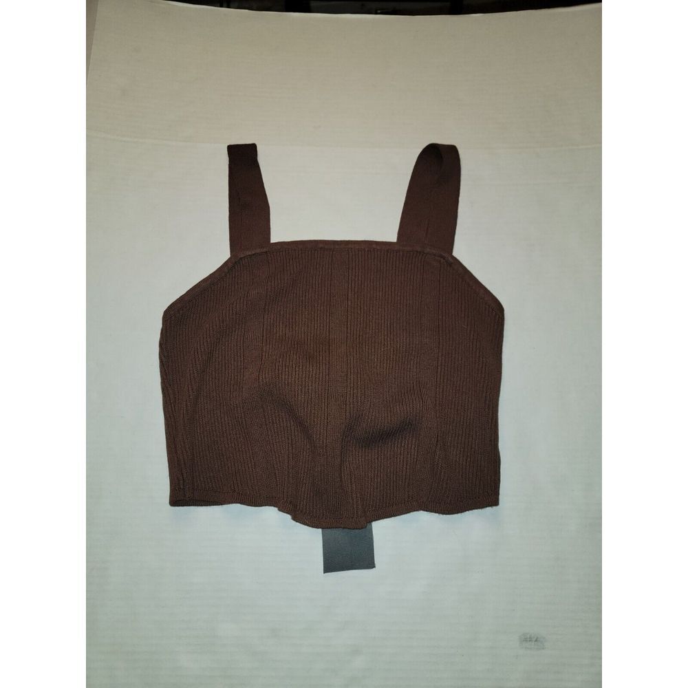 sans‎ souci Brown Tank Top Wide Strap Crop Top Size Large